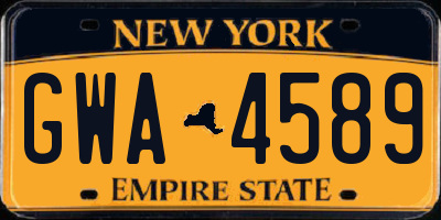 NY license plate GWA4589