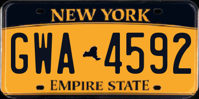 NY license plate GWA4592