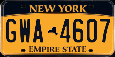 NY license plate GWA4607