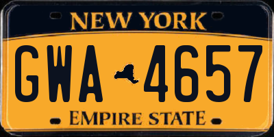 NY license plate GWA4657