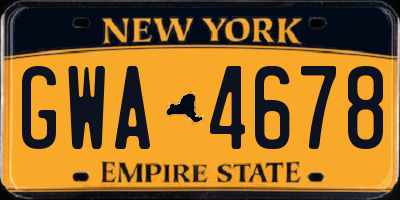 NY license plate GWA4678