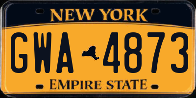 NY license plate GWA4873