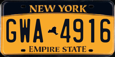 NY license plate GWA4916