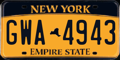 NY license plate GWA4943