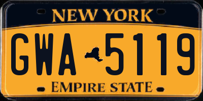 NY license plate GWA5119