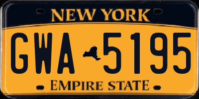 NY license plate GWA5195
