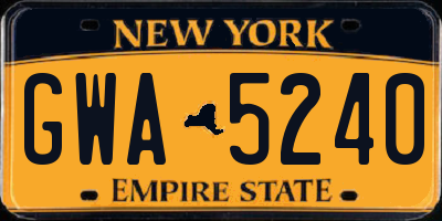 NY license plate GWA5240