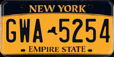NY license plate GWA5254