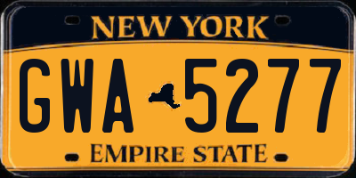 NY license plate GWA5277