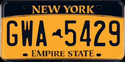 NY license plate GWA5429