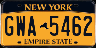 NY license plate GWA5462