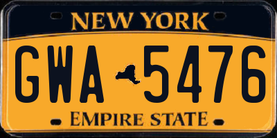 NY license plate GWA5476