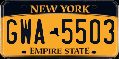 NY license plate GWA5503