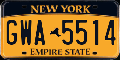 NY license plate GWA5514