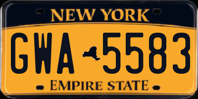NY license plate GWA5583
