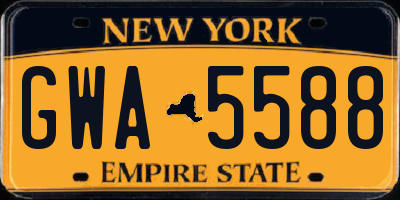 NY license plate GWA5588