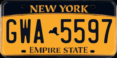 NY license plate GWA5597