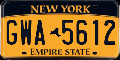NY license plate GWA5612