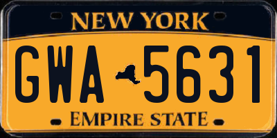 NY license plate GWA5631
