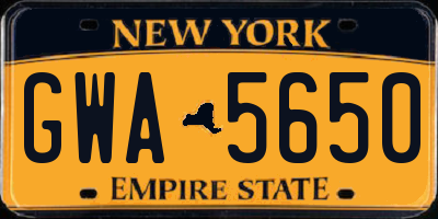 NY license plate GWA5650
