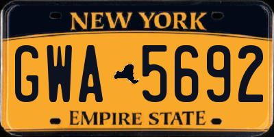 NY license plate GWA5692