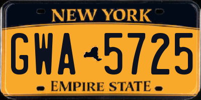 NY license plate GWA5725