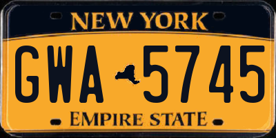 NY license plate GWA5745