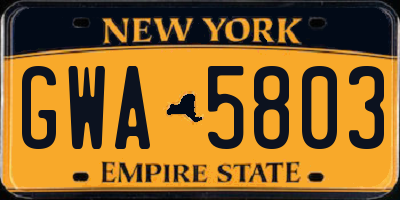 NY license plate GWA5803
