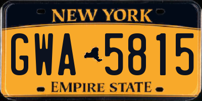 NY license plate GWA5815