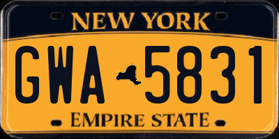 NY license plate GWA5831
