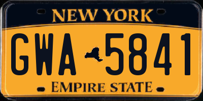 NY license plate GWA5841