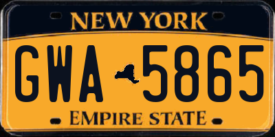 NY license plate GWA5865