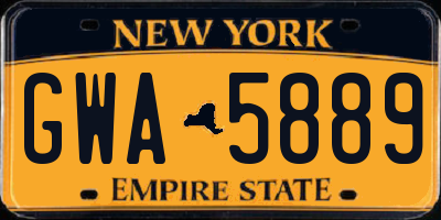NY license plate GWA5889