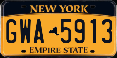 NY license plate GWA5913