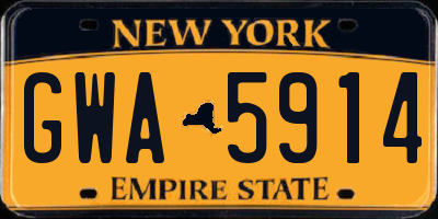 NY license plate GWA5914