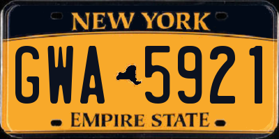 NY license plate GWA5921