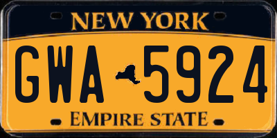 NY license plate GWA5924