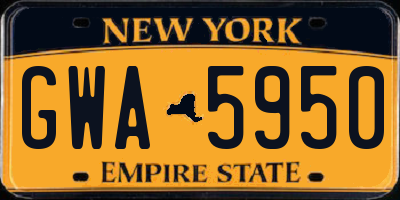 NY license plate GWA5950