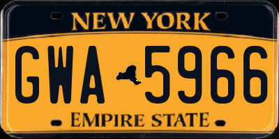 NY license plate GWA5966