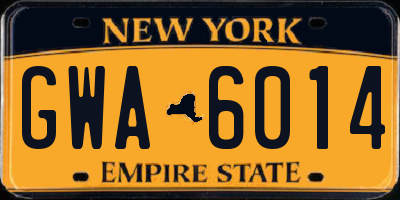 NY license plate GWA6014