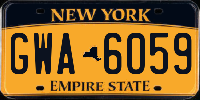 NY license plate GWA6059