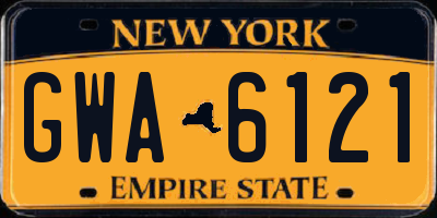 NY license plate GWA6121