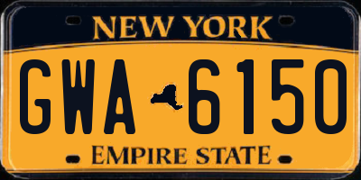 NY license plate GWA6150