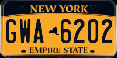 NY license plate GWA6202