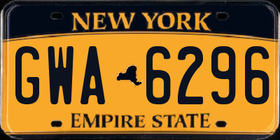 NY license plate GWA6296