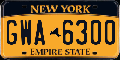 NY license plate GWA6300