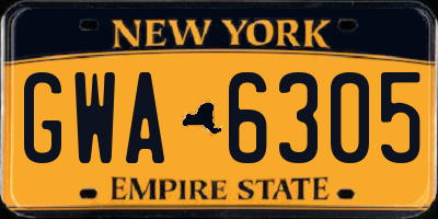 NY license plate GWA6305