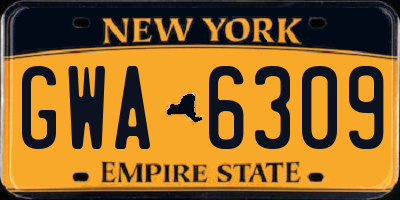 NY license plate GWA6309