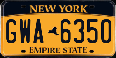 NY license plate GWA6350