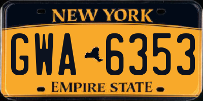NY license plate GWA6353